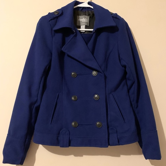 Charlotte Russe royal blue pea coat jacket size M - Picture 2 of 5